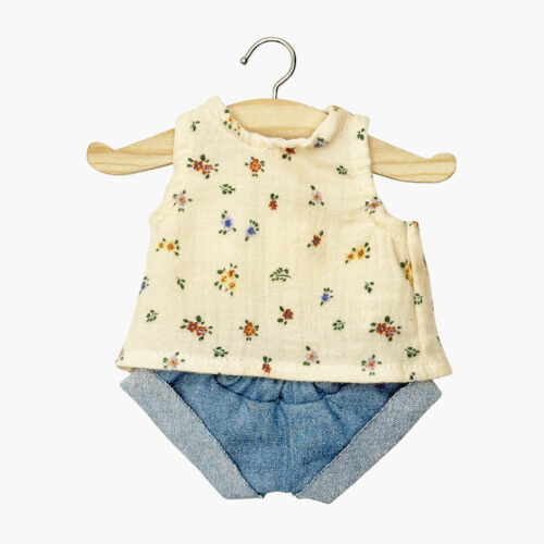 Minikane Conjunto de top Andrée en gasa de algodón Élise y mini shorts vaqueros