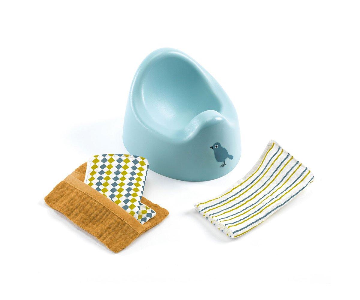 Orinal y Toallitas Pomea para Muñecos Orinal y Toallitas Djeco