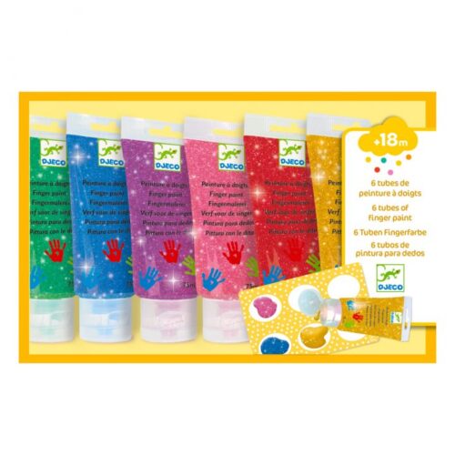 Pintura de Dedos con Purpurina 6 Tubos Djeco