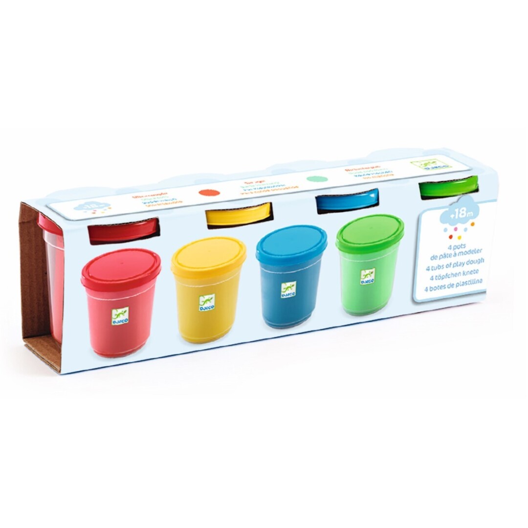 Pasta moldear 4 botes de pasta 4 Botes de Plastilina Djeco Colores Básicos
