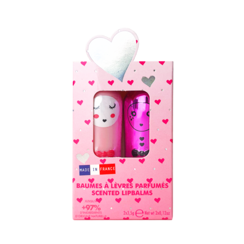 Set de 2 bálsamos labiales Amour - fresa y milkshake Inuwet