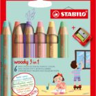 Lapices Stabilo Woody Pastel tres en uno con Sacapuntas