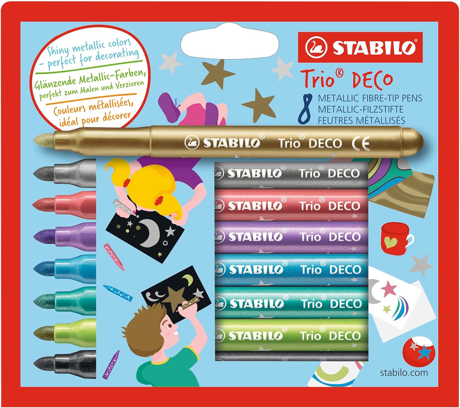 Rotulador infantil de decoración STABILO Trio Deco - Estuche con 8 colores metálicos Rotuladores Trio Deco 8 unidades Stabilo