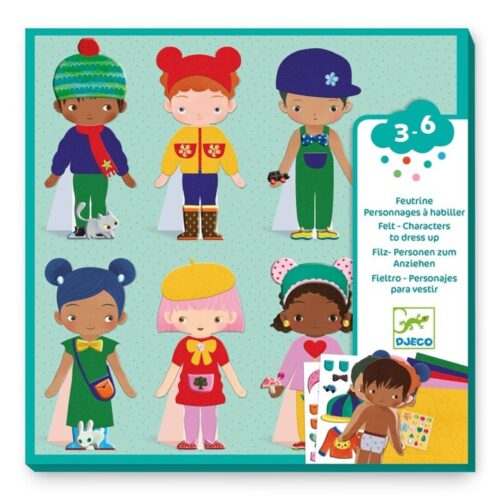 Collage vestidos de suavidad. Personajes para vestir con fieltro Djeco