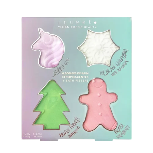 Caja Baño 4 Figuras de Navidad Efervescentes Aromatizadas Inuwet