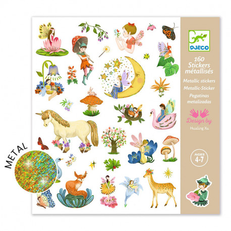 160 Pegatinas Metalizadas Fantasia Djeco