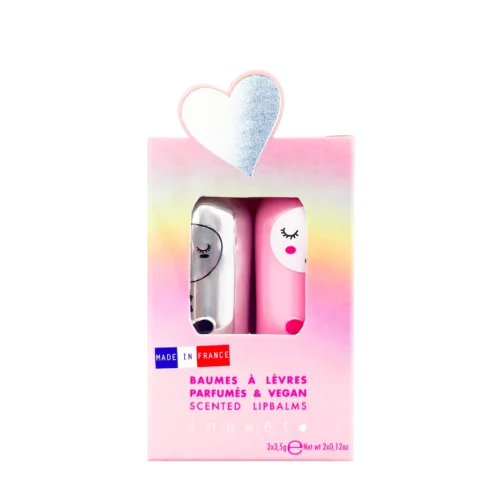 Set de dos Bálsamos Labiales Chloe – Coco y Fresa Inuwet