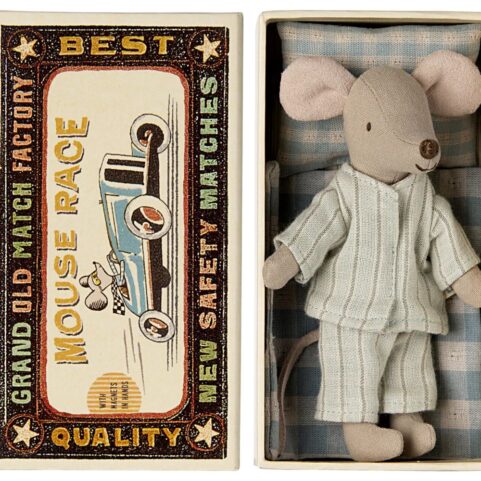 Raton Hermano Mayor Mouse Race en caja de cerillas Maileg