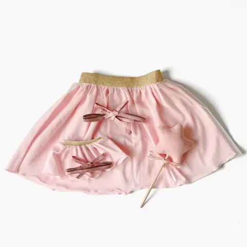 Minikane Duo de tutus Deva enfant/poupée et sa baguette magique avec étoile en tissu Rose