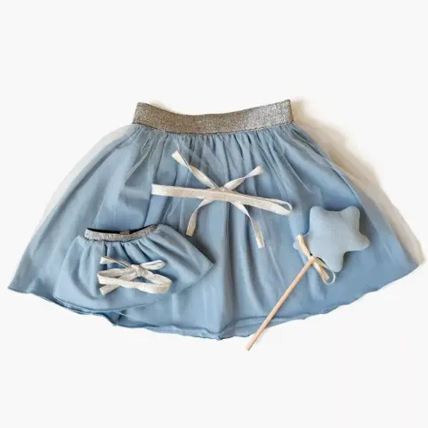 Minikane Duo de tutus Deva enfant/poupée et sa baguette magique avec étoile en tissu Bleu