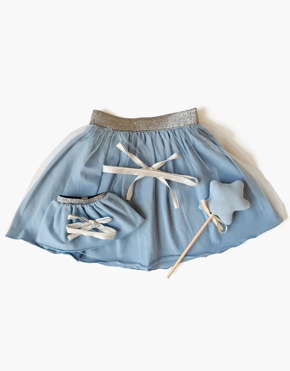 Minikane Duo de tutus Deva enfant:poupée et sa baguette magique avec étoile en tissu Bleu Minikane Duo de tutus Deva enfant/poupée et sa baguette magique avec étoile en tissu Bleu