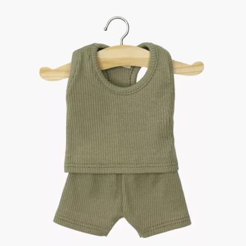 Dessous garçon Marcel en maille côtelée olive Minikane