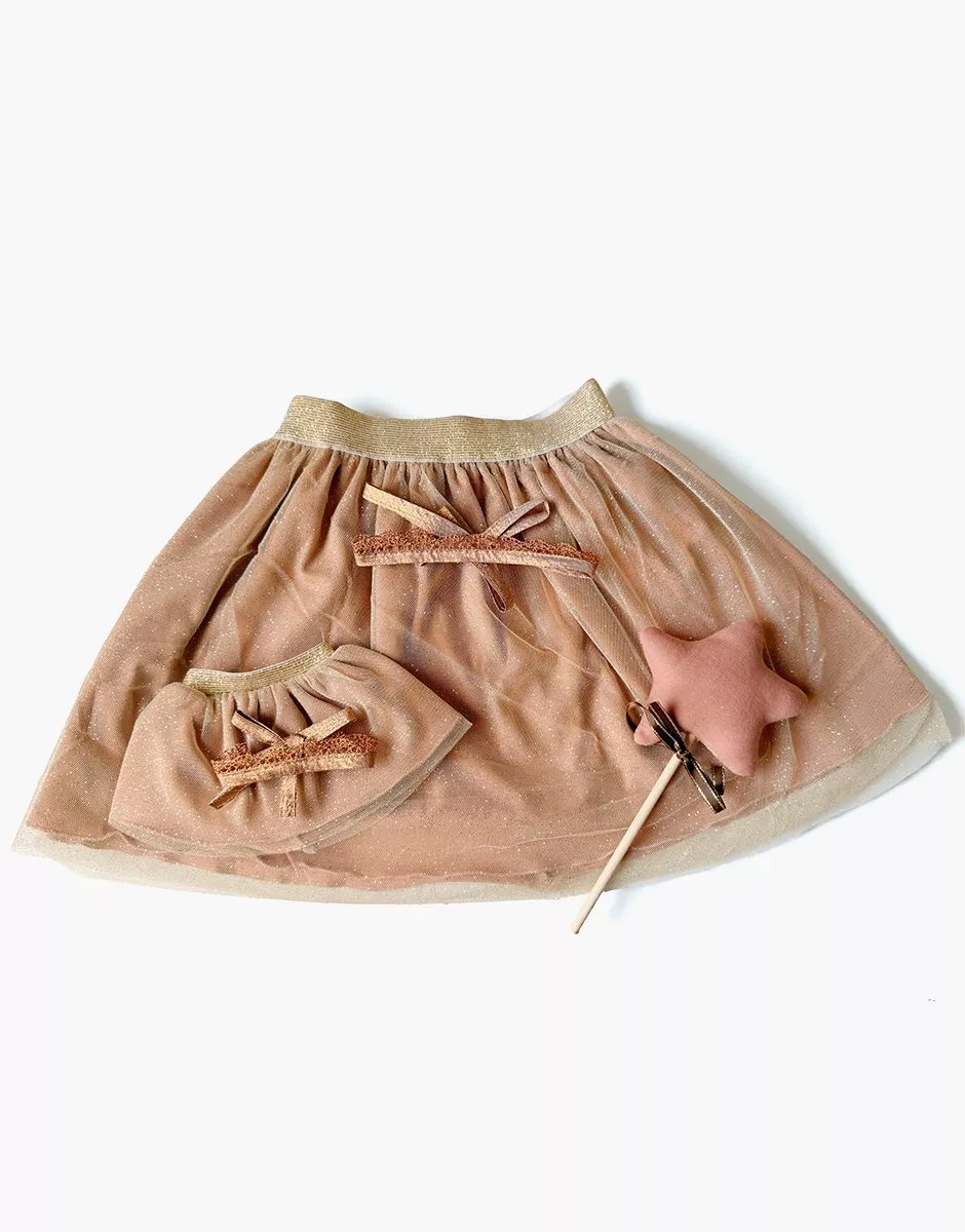 juego1 Duo de tutus Deva enfant/poupée et sa baguette magique Minikane avec étoile en tissu cassonade