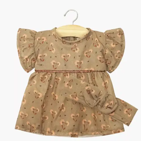 Robe Daisy et son headband à noeud rond en coton Éloïse Minikane