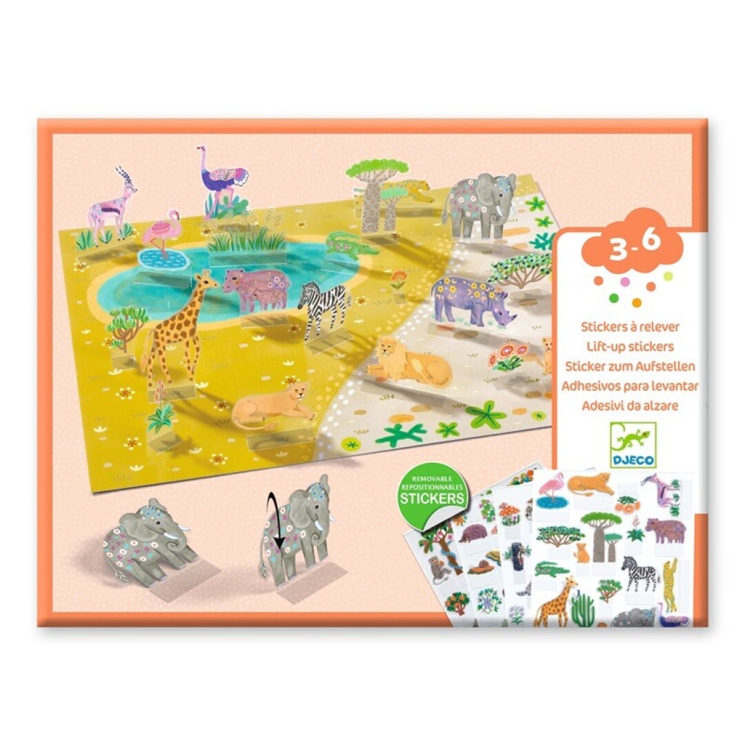 juego1 Pegatinas Reposicionables para Levantar Los Animales Djeco