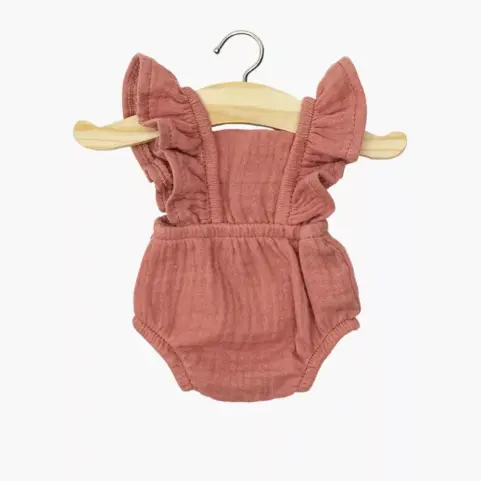 Minikane Barboteuse rétro Lou en gasa de algodón color Marsala