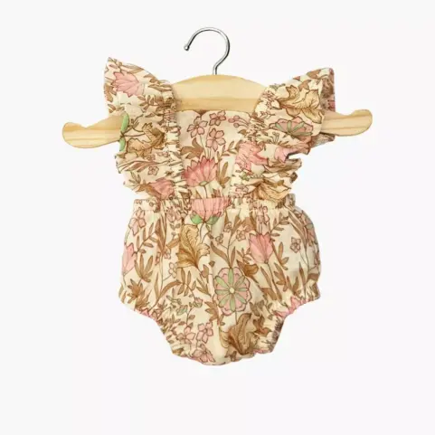 Minikane Barboteuse rétro Lou en gasa de algodón color Indienne rosée