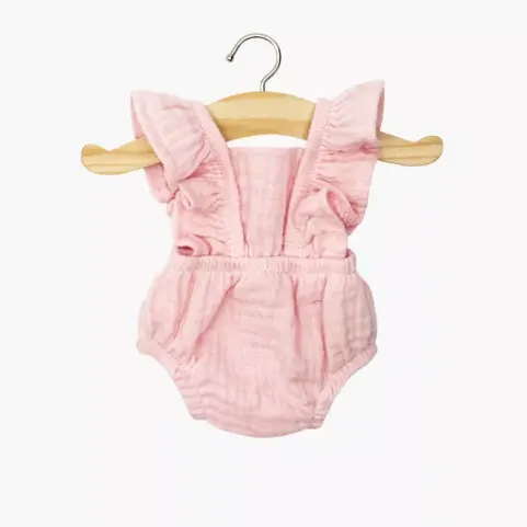 Minikane Barboteuse rétro Lou en gasa de algodón color fraise