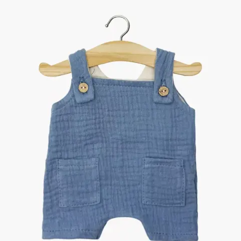 Minikane Peto corto Antonin con botones en gasa de algodón color bleu jean