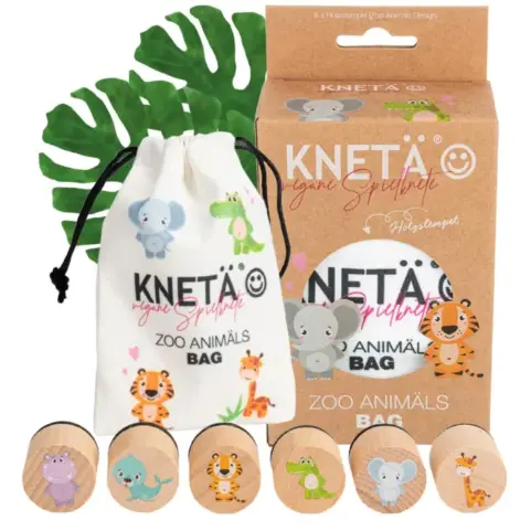 Set Sellos de Madera Animales del Zoo Knetä