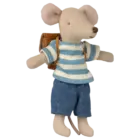 Raton triciclo hermano mayor con mochila marron Maileg