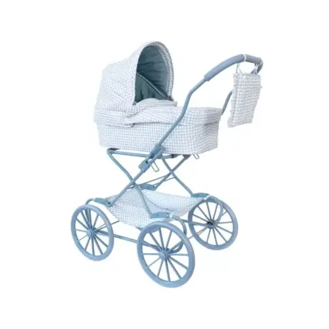 Carrito para Muñecas Capazo Vichy Azul Monnëka